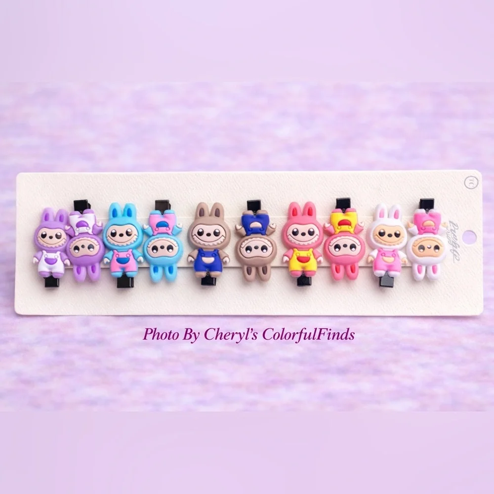 Cute Bunny Character Kids Hair Clips - Assorted Pastel Colors